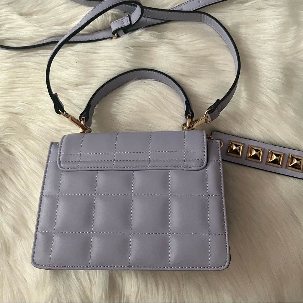 Aldo Lavender Quilted Crossbody Satchel with Gold Hardware - Picture 7 of 13
